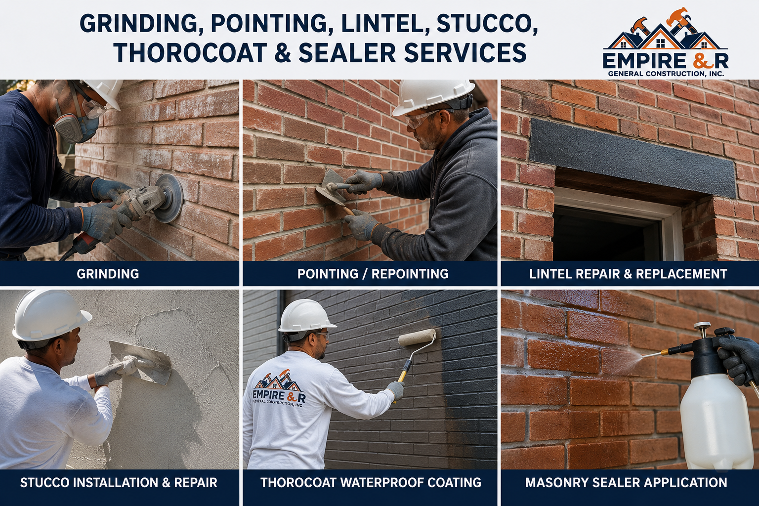 Grinding, Pointing, Lintel, Stucco, Thorocoat & Sealer Services